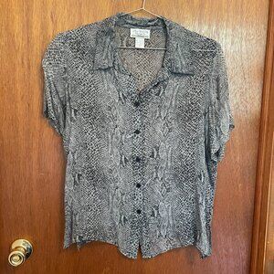 Vintage Silk Sheer Flowy Button Down Top